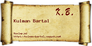 Kulman Bartal névjegykártya